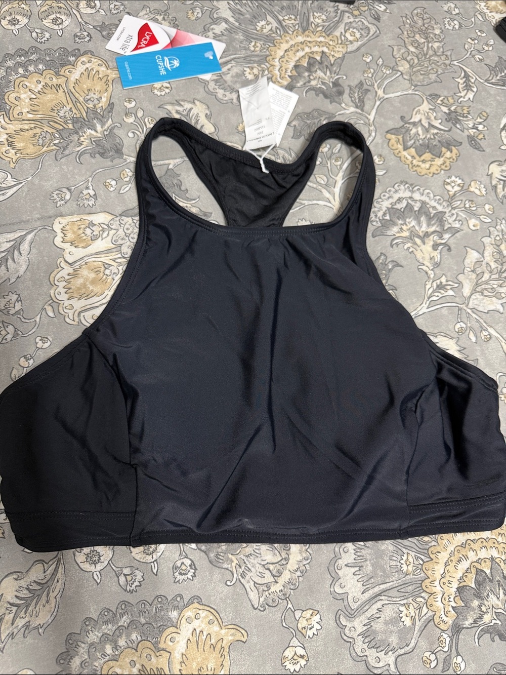 Cupshe Black High-Neck Racerback Bikini Top
